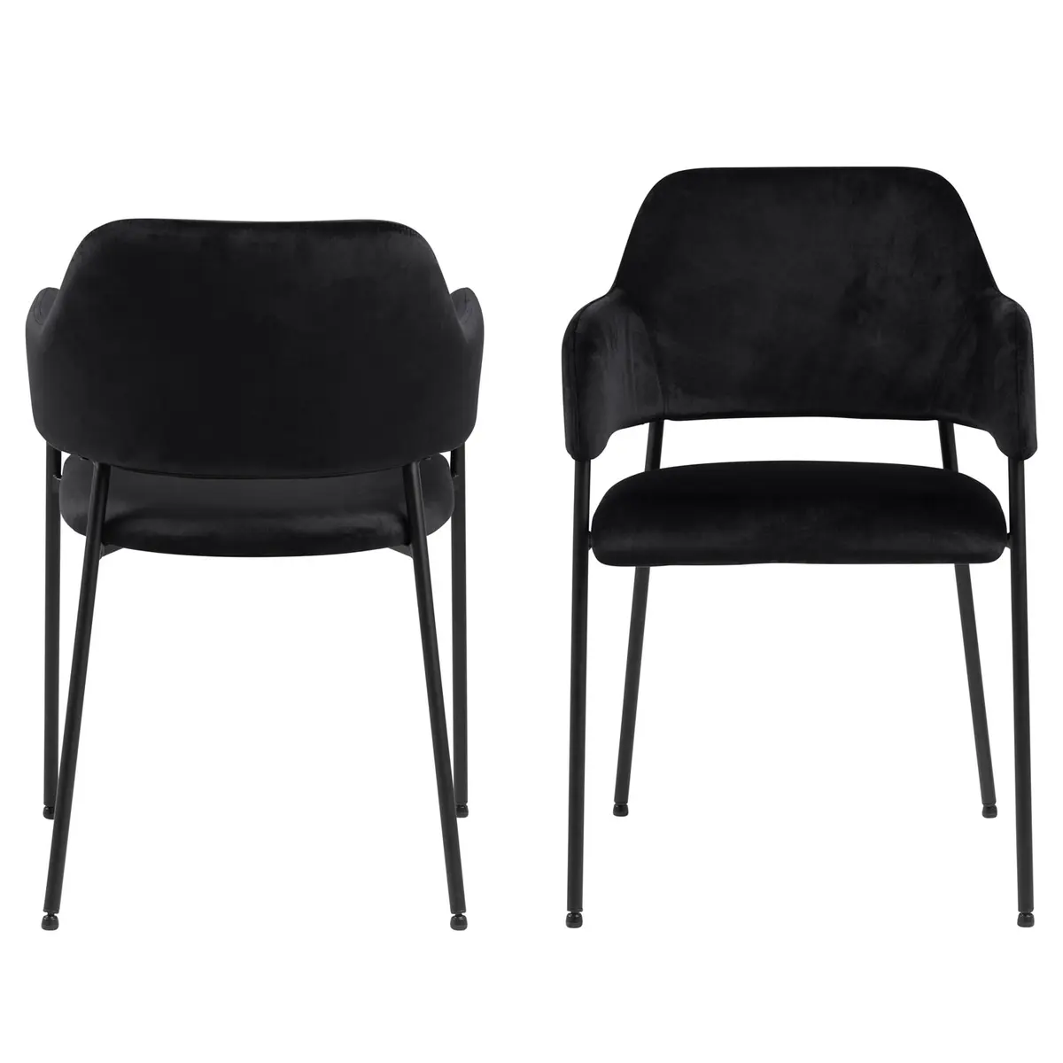 ACT NORDIC Lima spisestol, med armlener - sort polyester og metall