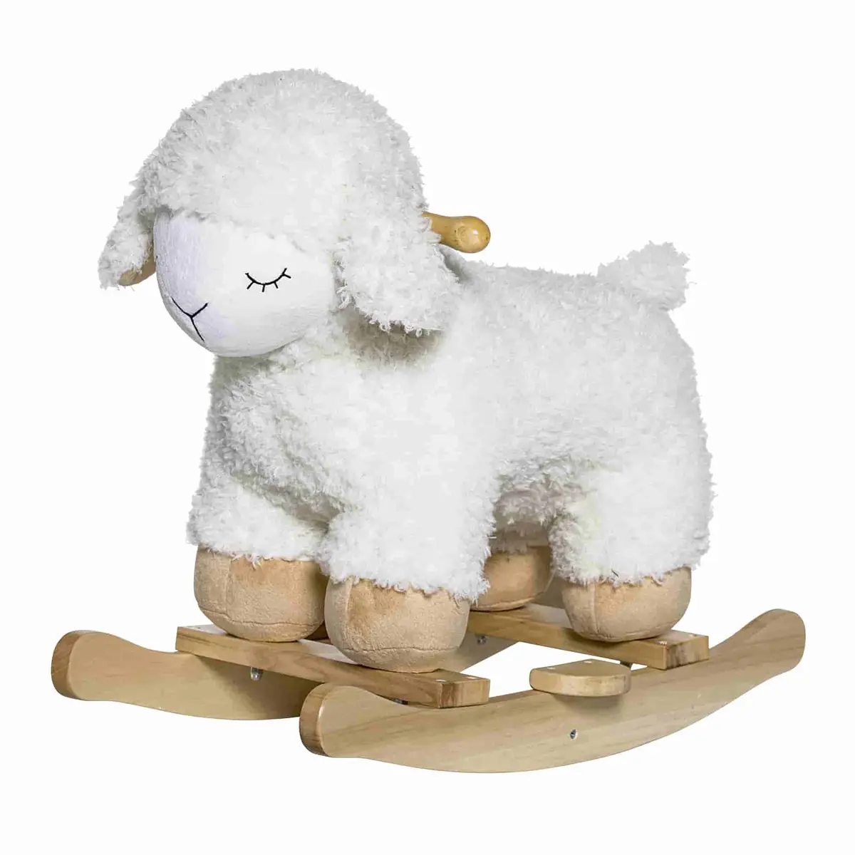 BLOOMINGVILLE MINI gyngehest "Sheep" - hvit/naturlig polyester/bøketre