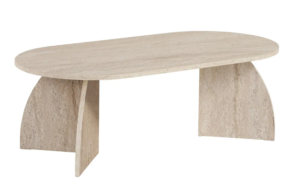 NORDV&Auml;RK Melina salongbord, ovalt - sandtravertin melamin (120x60)