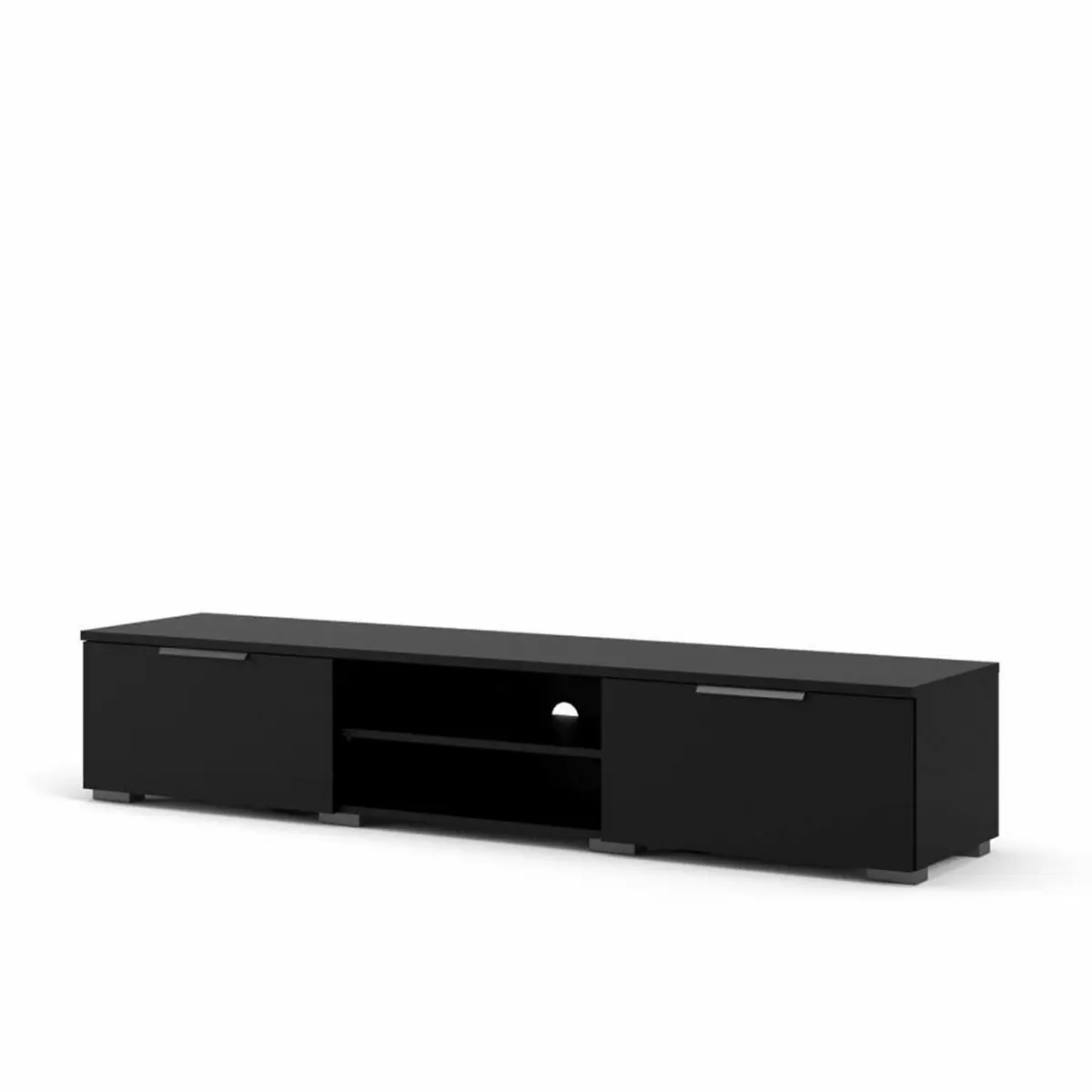 TVILUM Match TV-bord, m. 1 hylle og 2 skuffer - svart folie og plast (172,7x39,9)