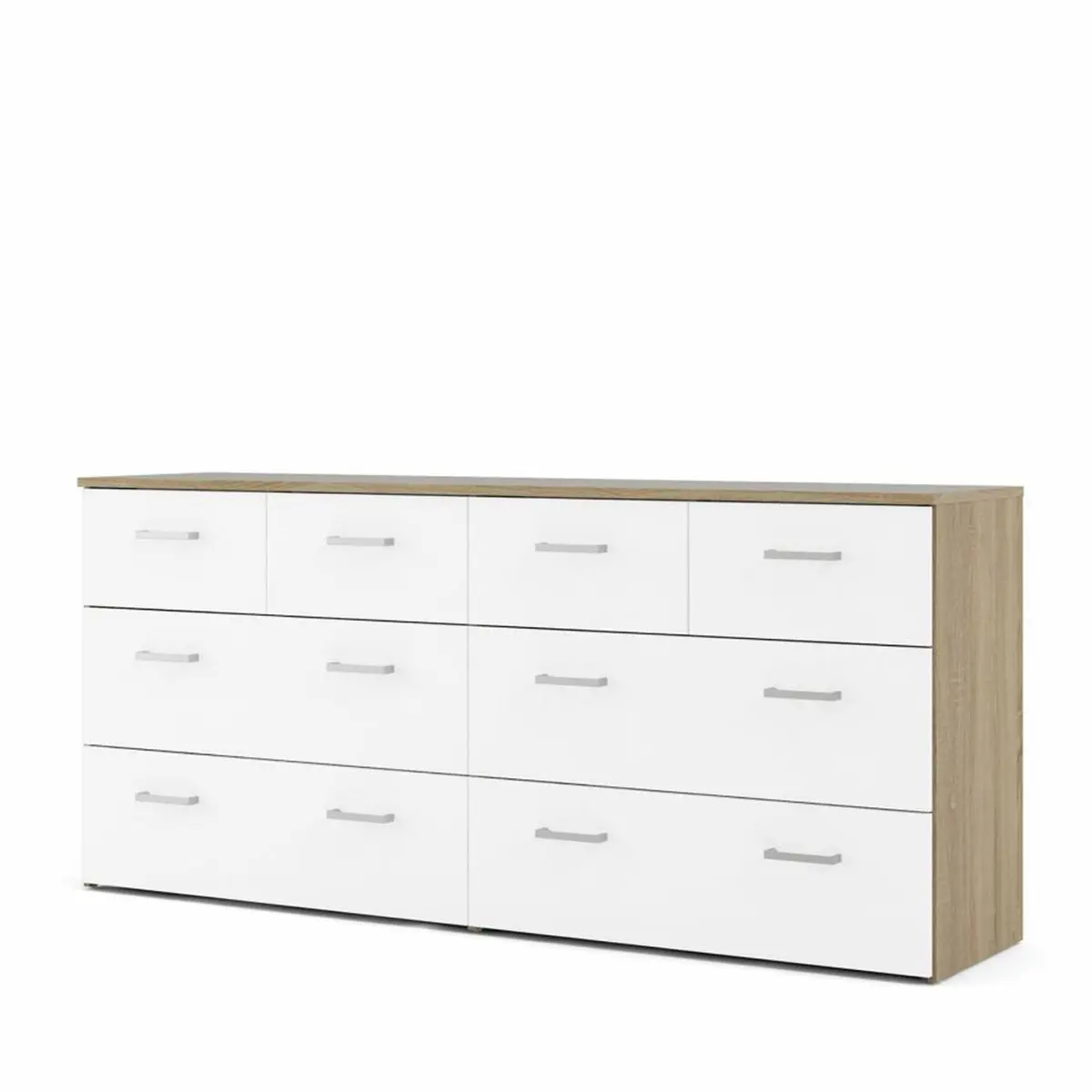 TVILUM Space kommode, m. 8 skuffer - hvit/eik farget folie og plast