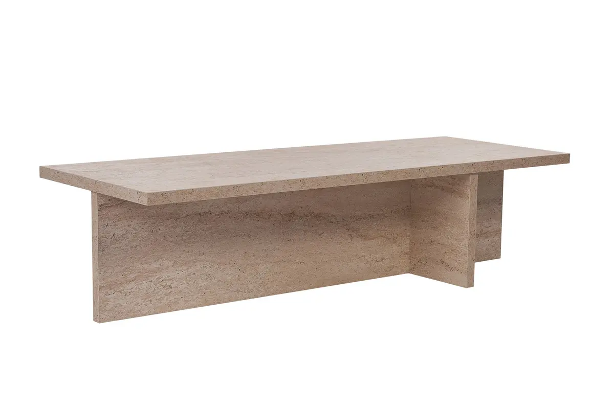 NORDVÄRK Harbor salongbord, rektangulært - travertin melamin (120x45)