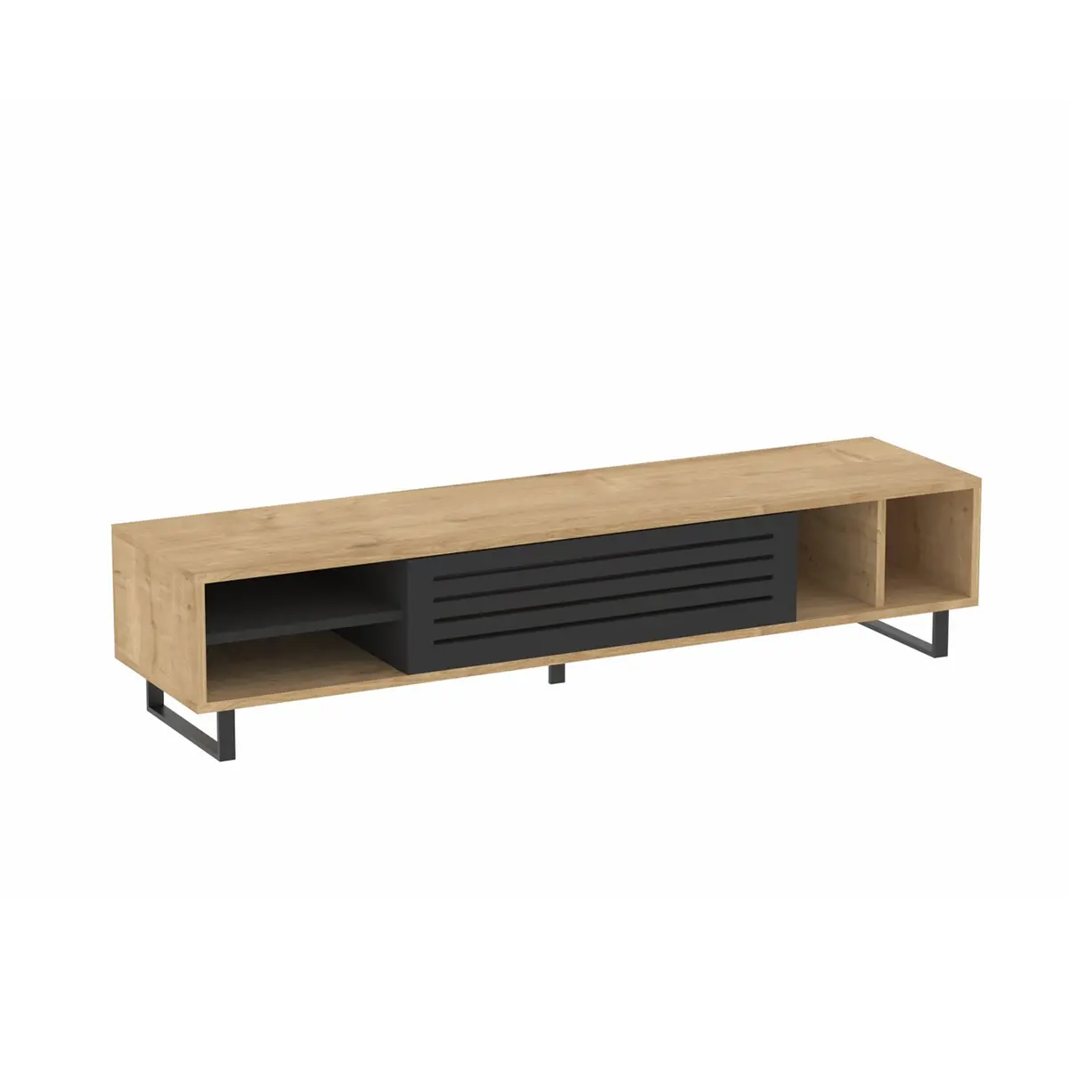 NORDVÄRK Safir TV-bord, m. 1 dør, 1 hylle, 2 rom - safir og antrasittgrå melamin (160x40)