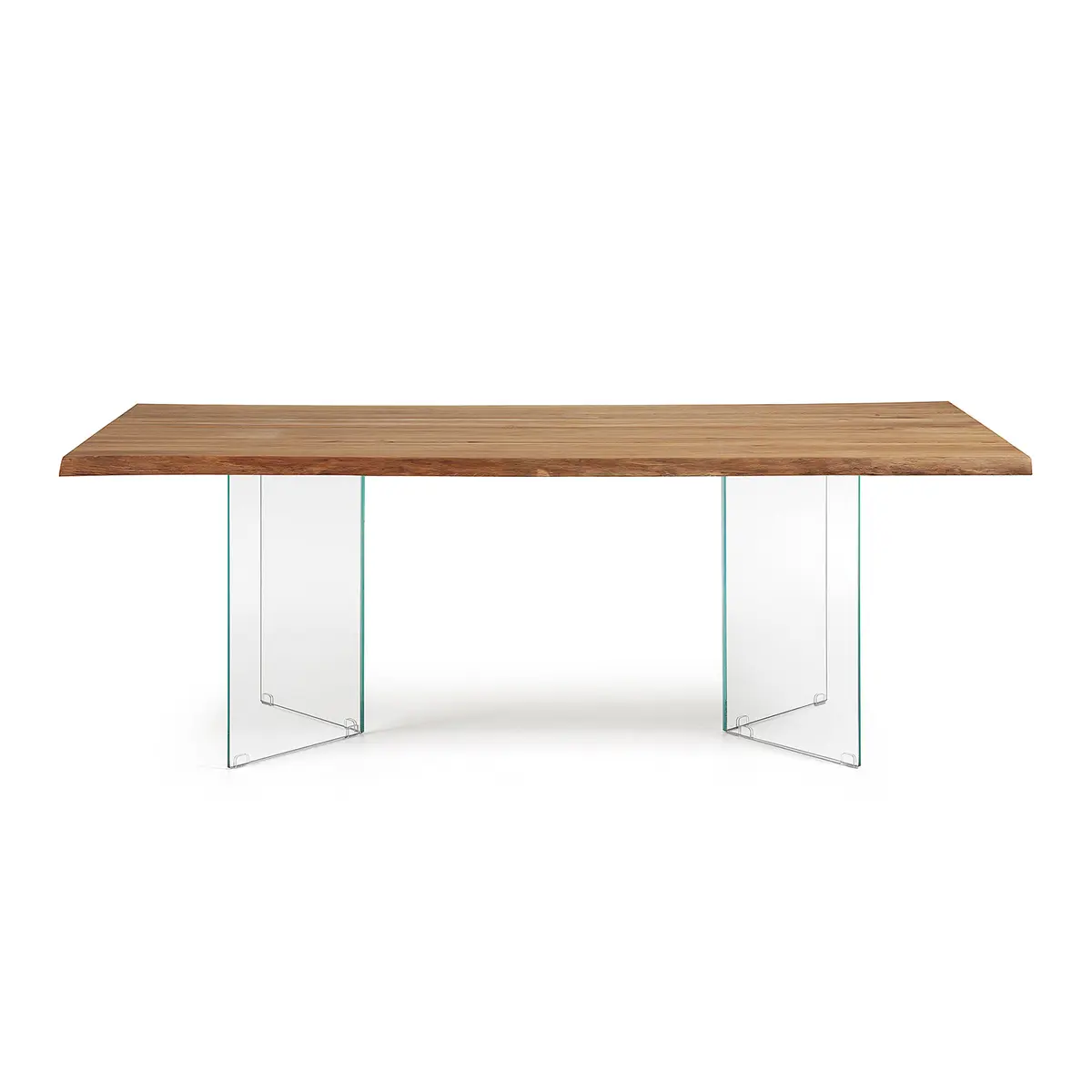 KAVE HOME Levik spisebord - klart glass og naturlig eik (220x100)