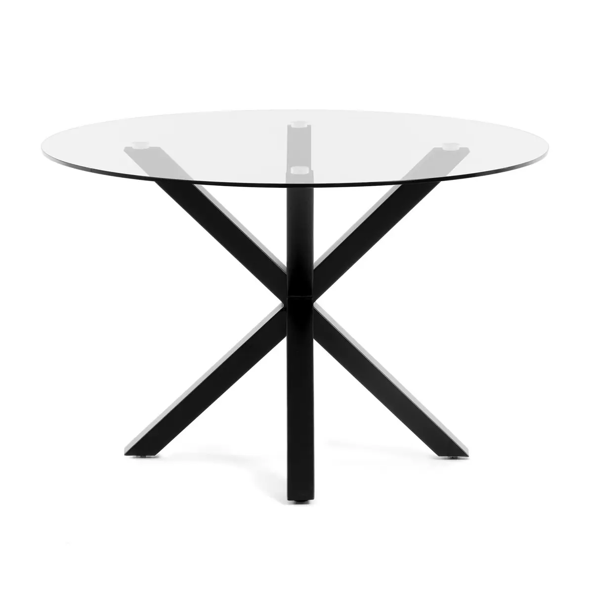KAVE HOME rundt Arya spisebord - klart glass og sort stål (Ø119)
