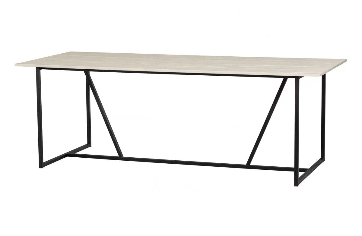 WOOOD EXCLUSIVE Silas spisebord, rektangulært - støv (grå/sand) børstet asketre og metall (220x90)