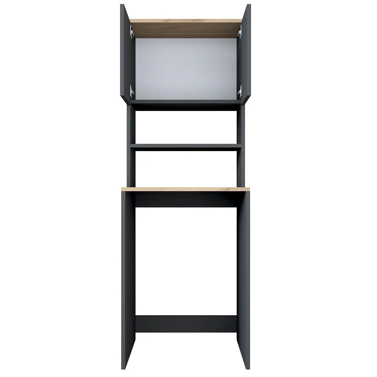 NORDVÄRK KD101 2674 vaskemaskinskap, med 2 dører og 1 hylle - antrasitt og brun melamin (65x60)