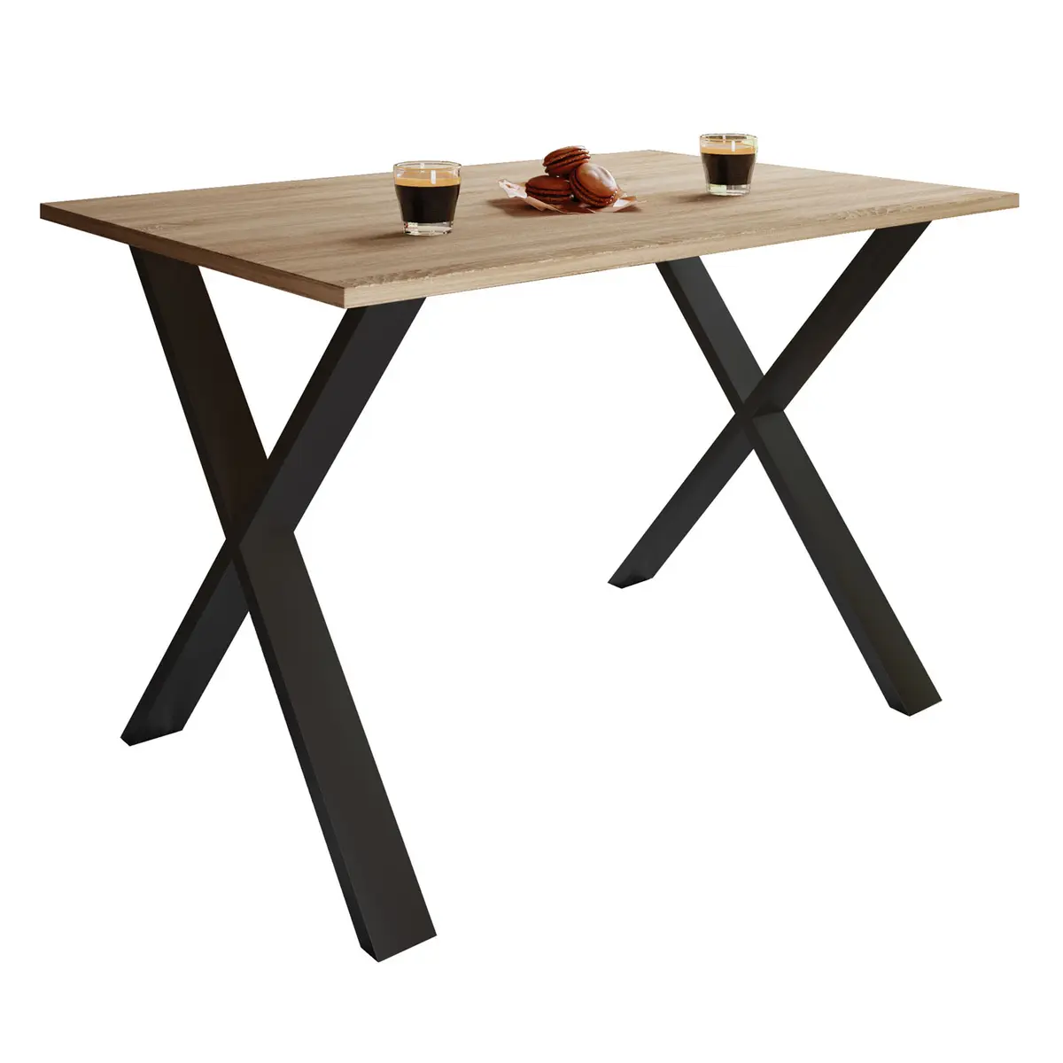 Xona X-feet spisebord - naturlig tre og sort aluminium (110x50)