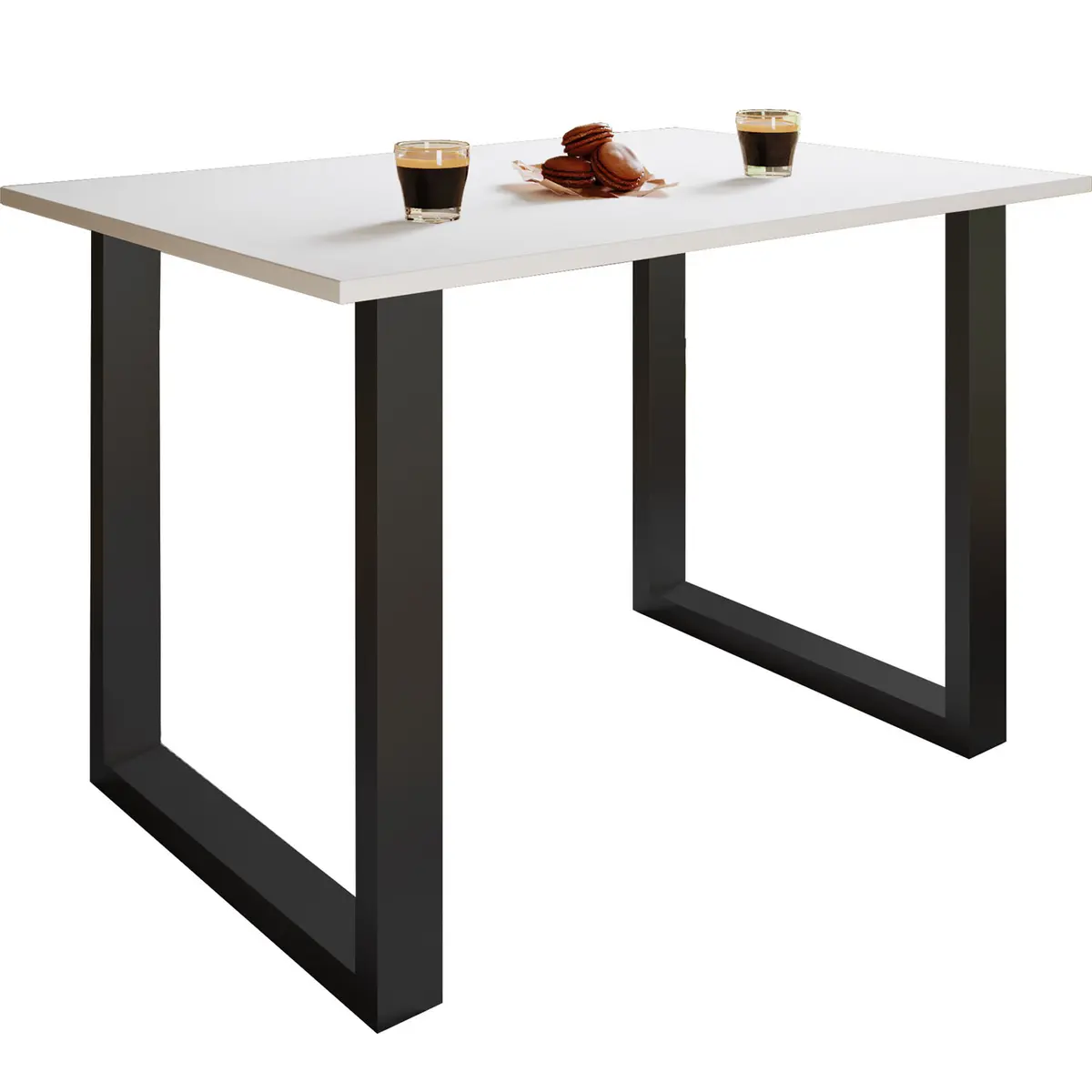 Xona U-foot spisebord - hvitt tre og sort aluminium (110x50)