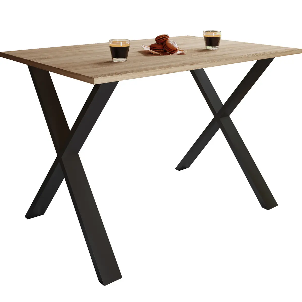 Xona X-feet spisebord - naturlig tre og sort aluminium (140x50)
