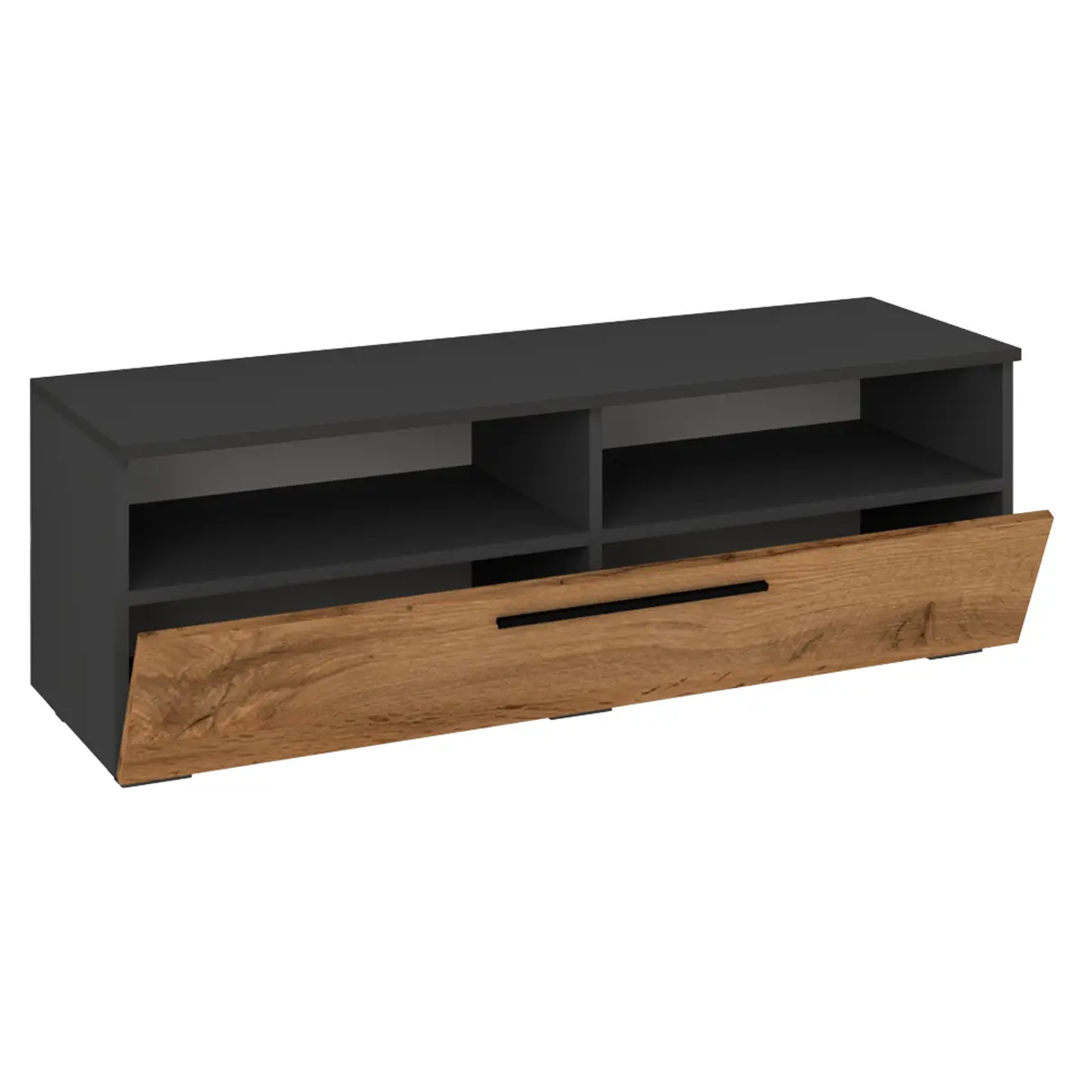 VCM NORDIC Arila XL TV-bord, m. 1 dør og 4 rom - antrasittgrå og naturlig tre (115x40)