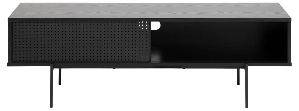 ACT NORDIC Angus TV-bord, m. 1 skyvedør - svart ask melamin og svart metall (140x40)