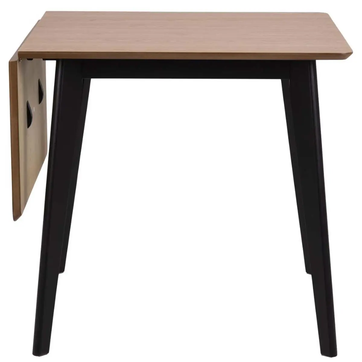 ACT NORDIC Roxby spisebord, med tilleggsplate - naturlig eikefiner og svart gummitre (80/120x80)
