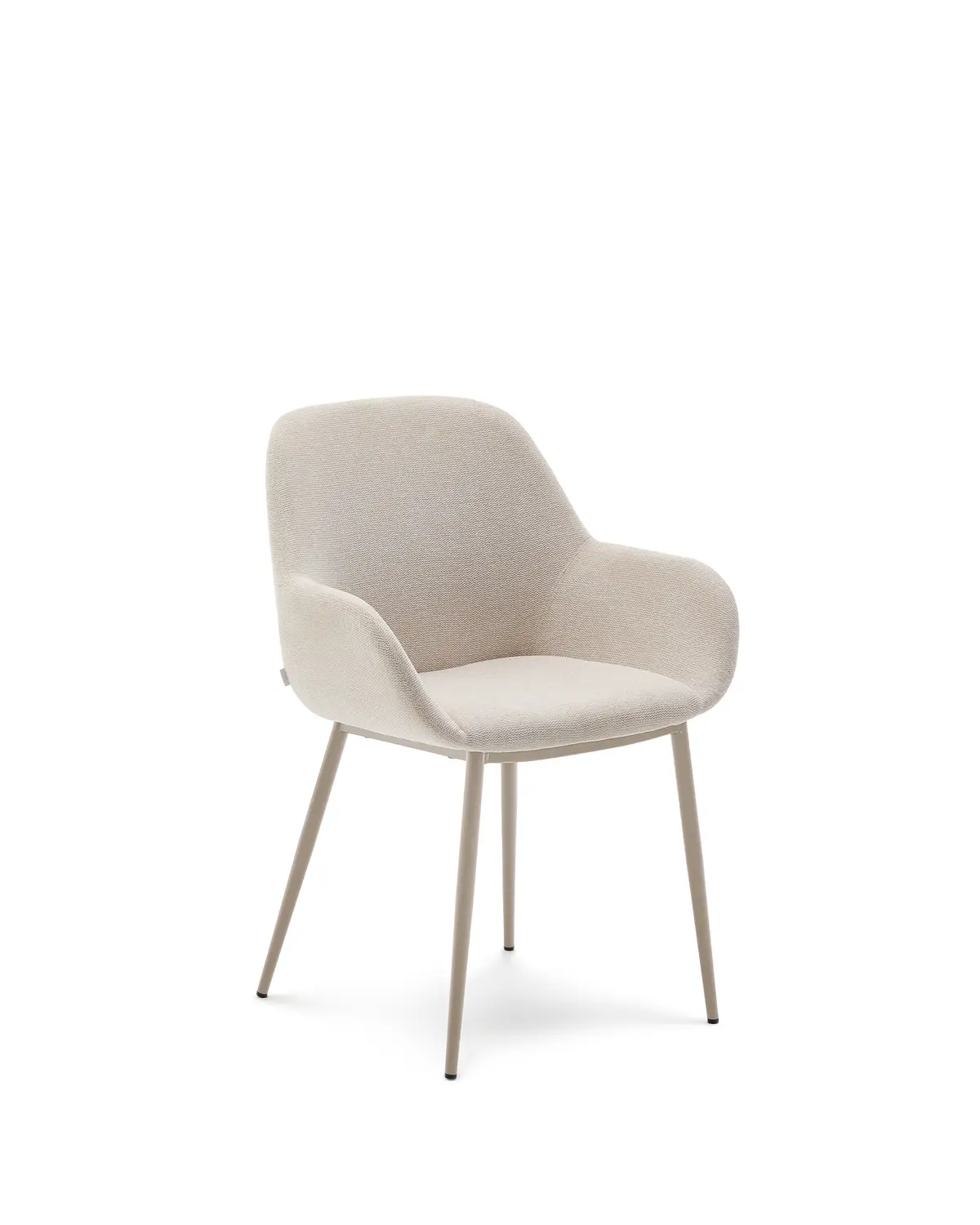 KAVE HOME Konna spisestuestol, med armlener - beige stoff og beige stål