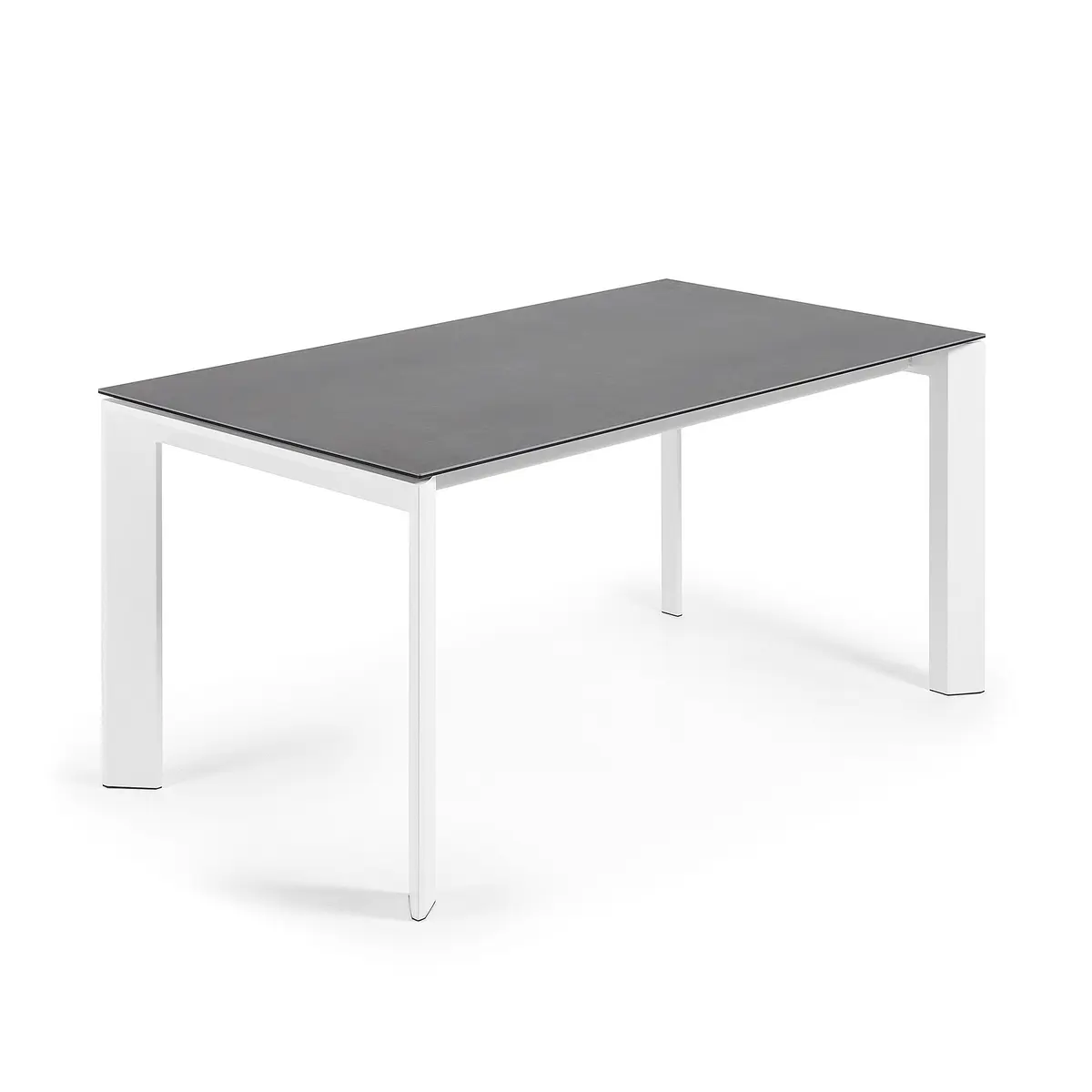 KAVE HOME Axis spisebord, med butterfly bordplate - grått porselen og hvitt stål (160(220)x90)