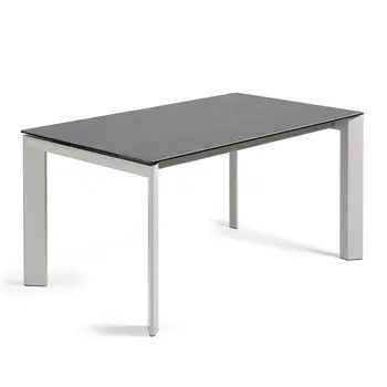 KAVE HOME Axis spisebord, med butterfly bordplate - grått porselen og grått stål (160(220)x90)