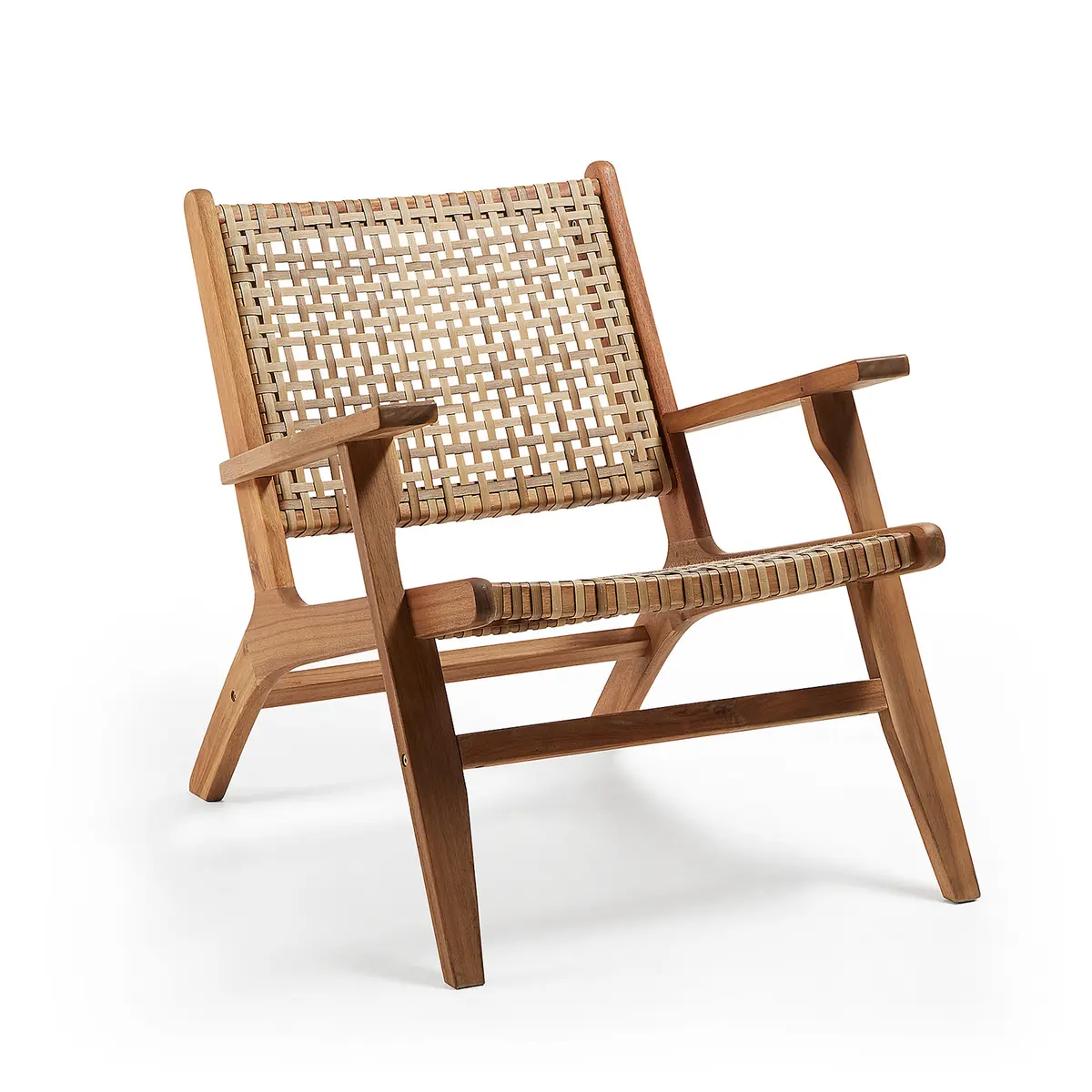 KAVE HOME Grignoon lenestol, med armlener - naturlig polyrattan og akasietre