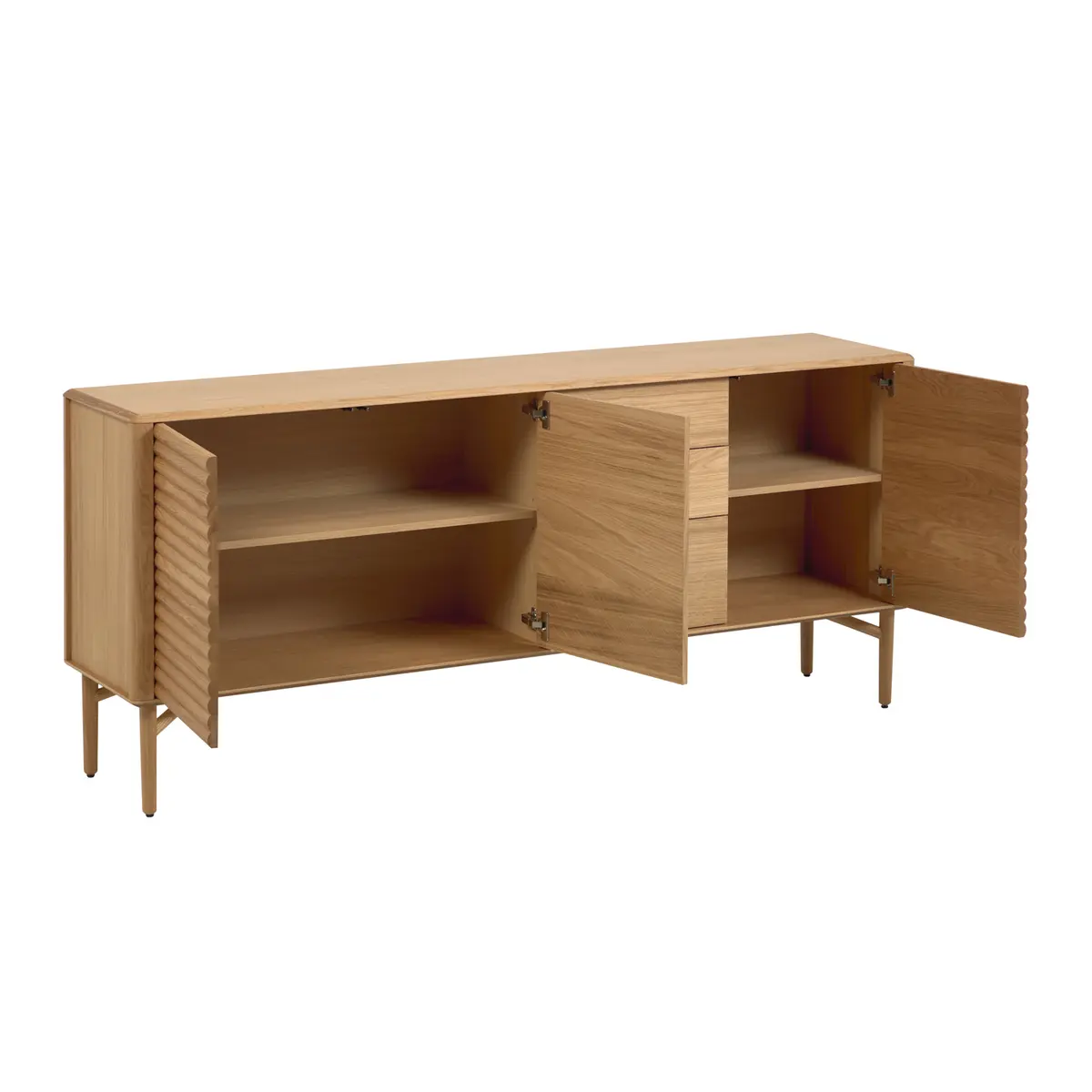KAVE HOME Lenon skjenk m. 3 dører og 3 skuffer - naturlig eik (200x45)
