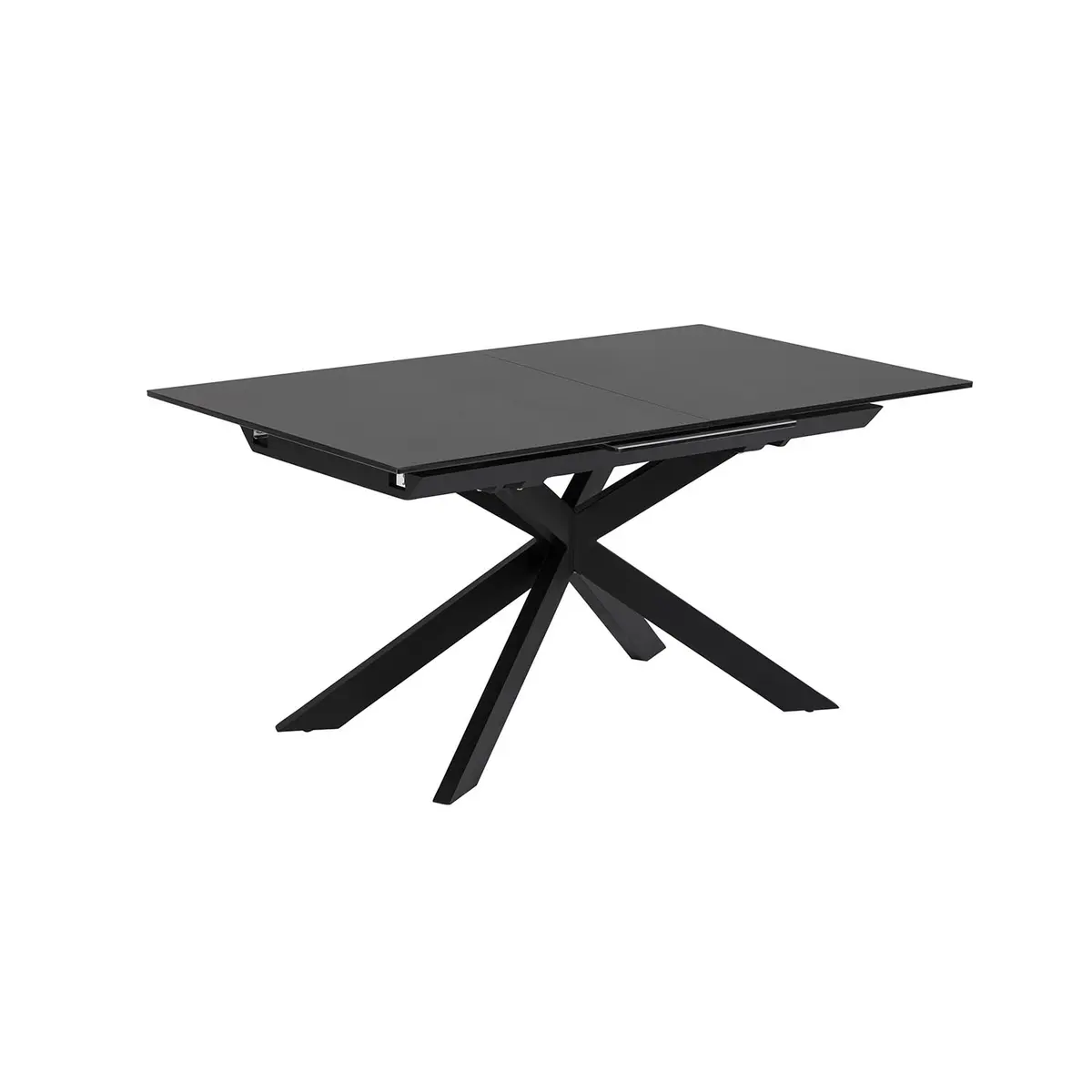 KAVE HOME Atminda spisebord, med uttrekk - klart glass og sort stål (160(210)x90)