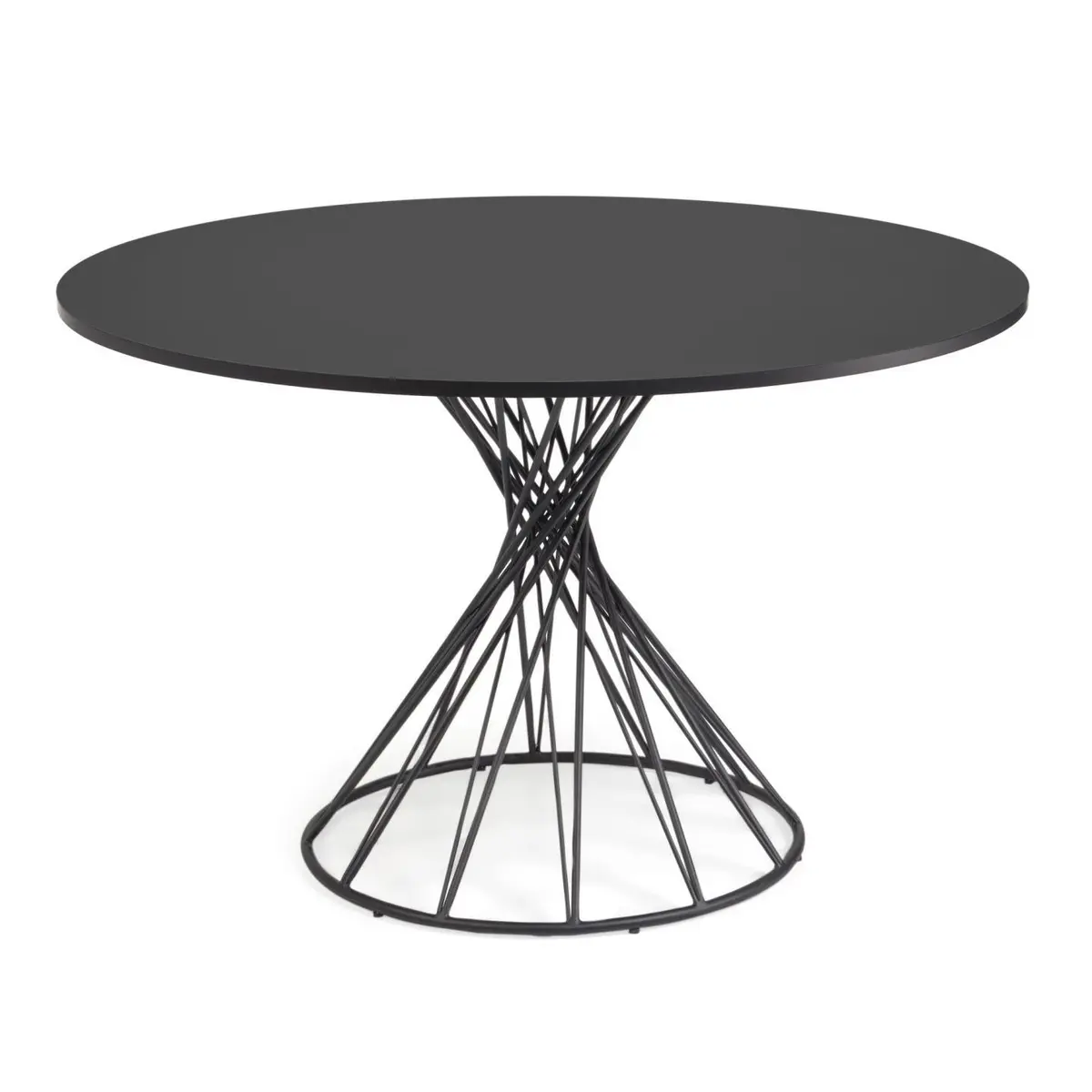 KAVE HOME Niut spisebord, rundt (Ø: 120cm), svart tre (MDF) med stålben