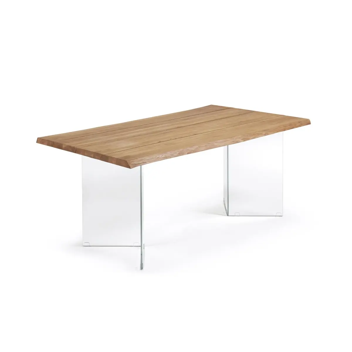 KAVE HOME Lotty spisebord, rektangulært - naturlig eikefiner og klart glass (160x90)