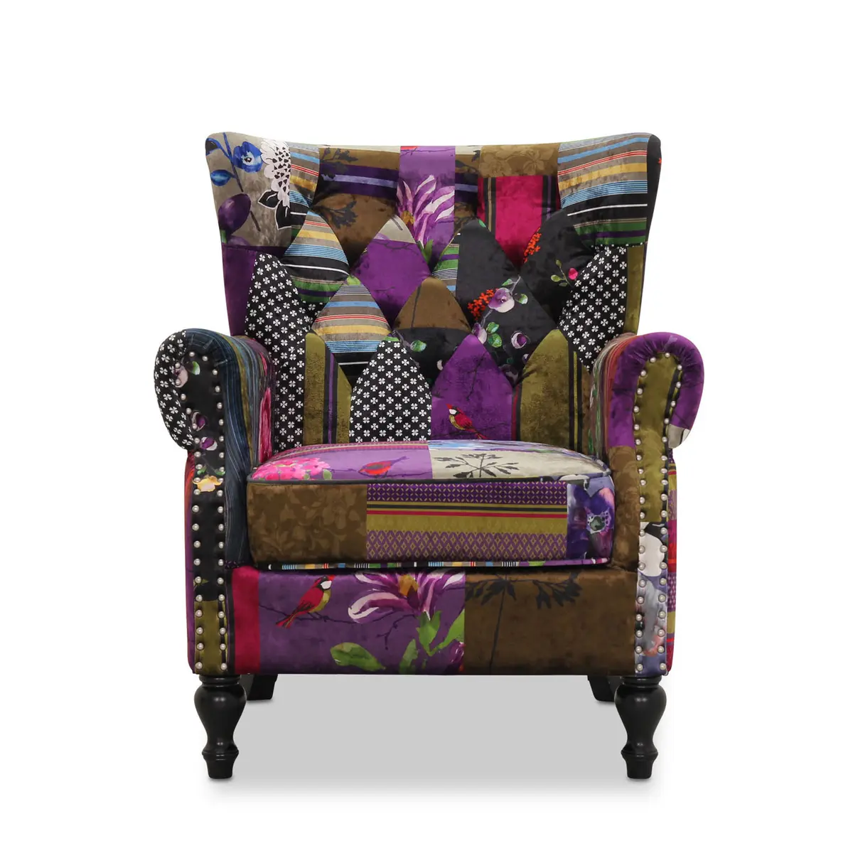 HAGA London lenestol - flerfarget polyester og tre