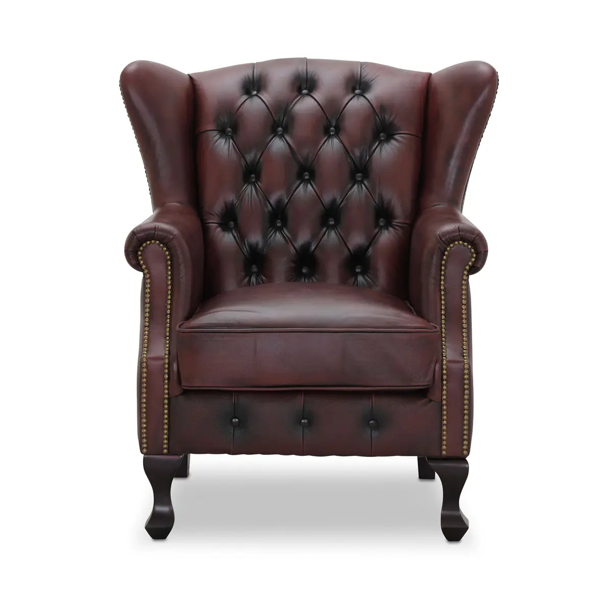 HAGA Aberdeen chesterfield lenestol - okseblodsskinn og tre