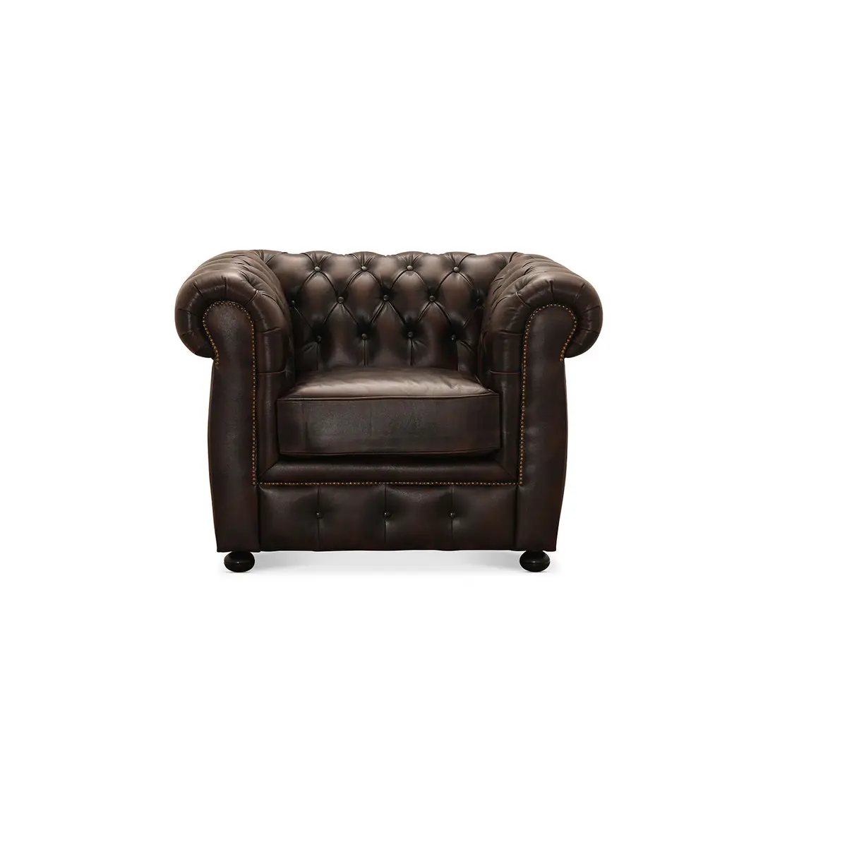 HAGA Liverpool chesterfield lenestol - brunt skinn
