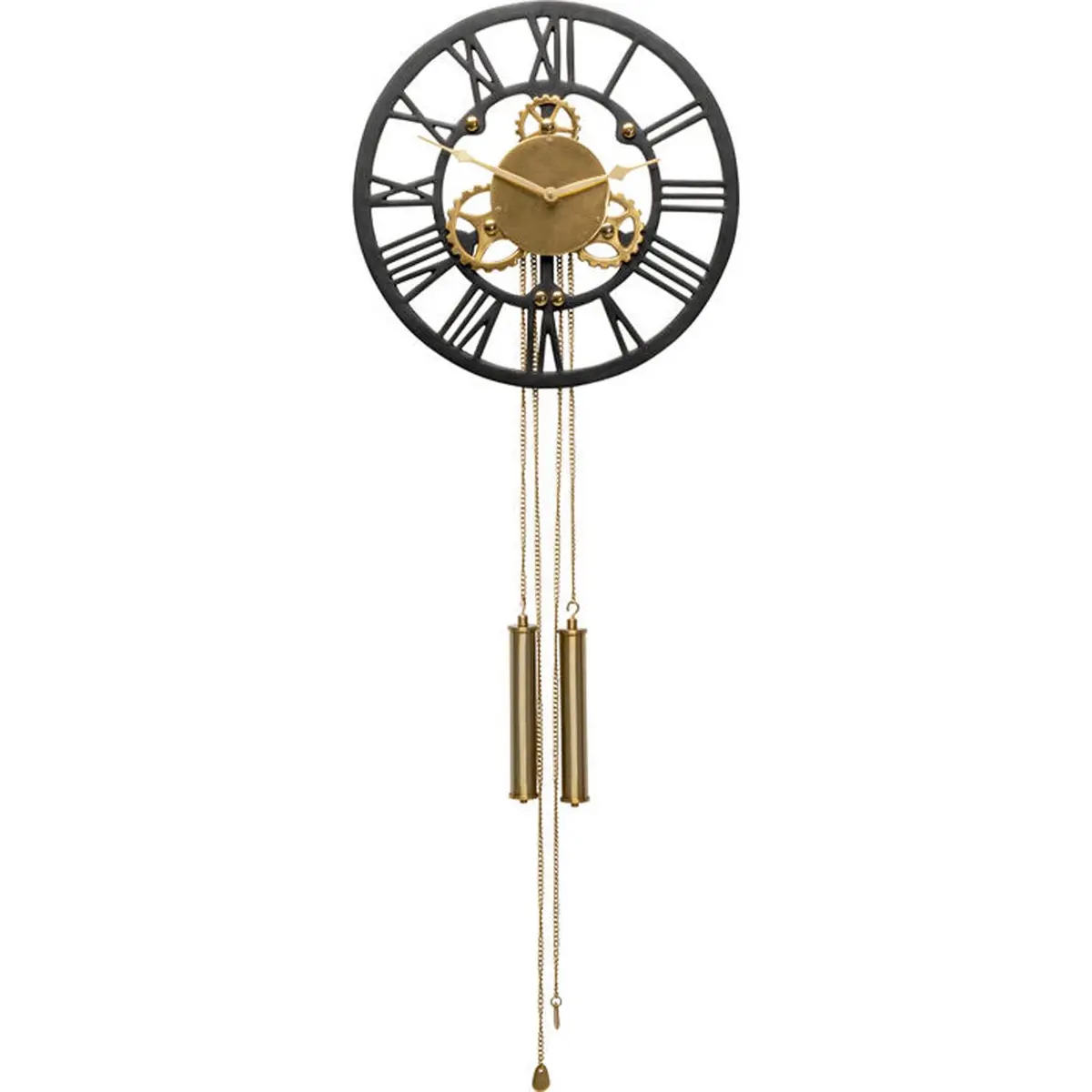KARE DESIGN Clockwork veggklokke - messing og sort aluminium (126x46)
