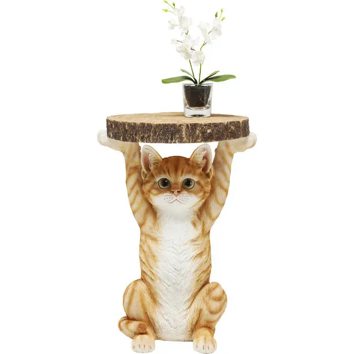 KARE DESIGN Animal Ms Cat sidebord, rundt - polyresin (Ø33)