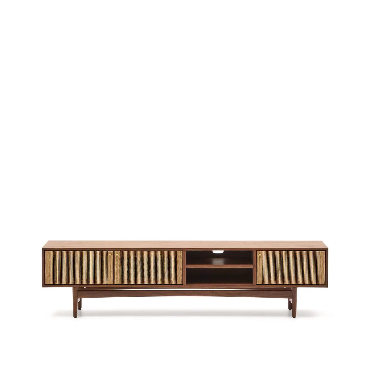 KAVE HOME Elan TV-bord, m. 3 dører og 1 hylle - naturlig tau, finer og valnøtttre (200x50)