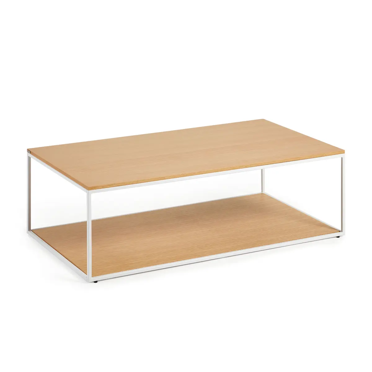 KAVE HOME Yoana sofabord, m. 1 nederste hylle - naturlig eikefiner og hvitt jern (110x60)