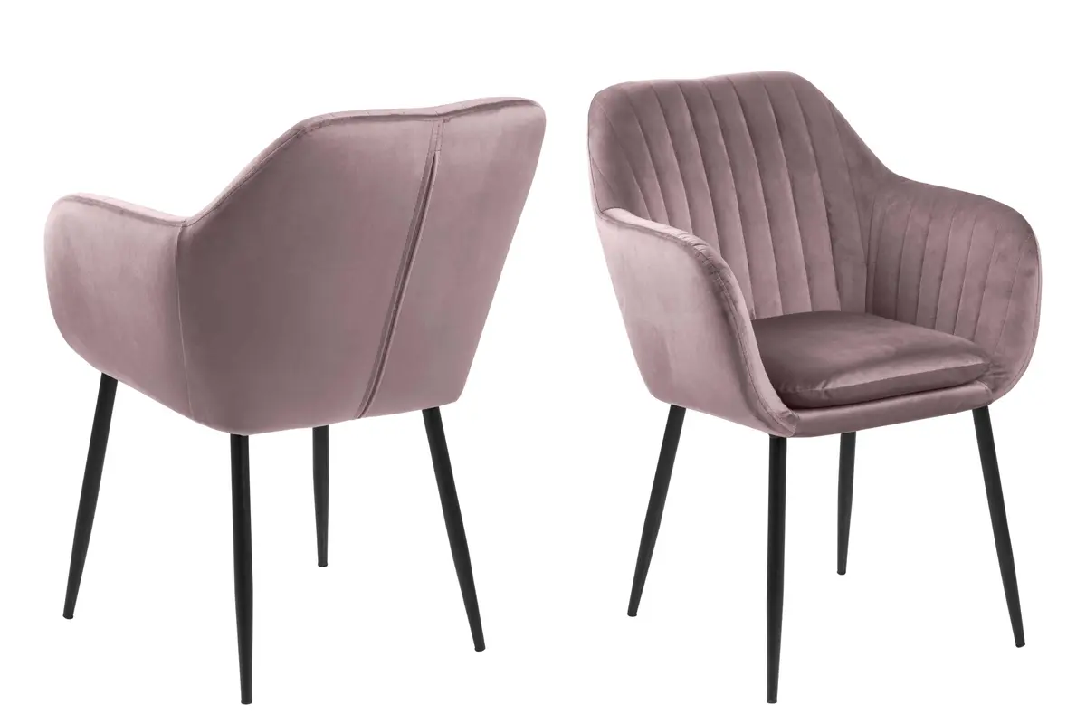 ACT NORDIC Emilia lenestol - rosa/svart stoff/metall, med armlener