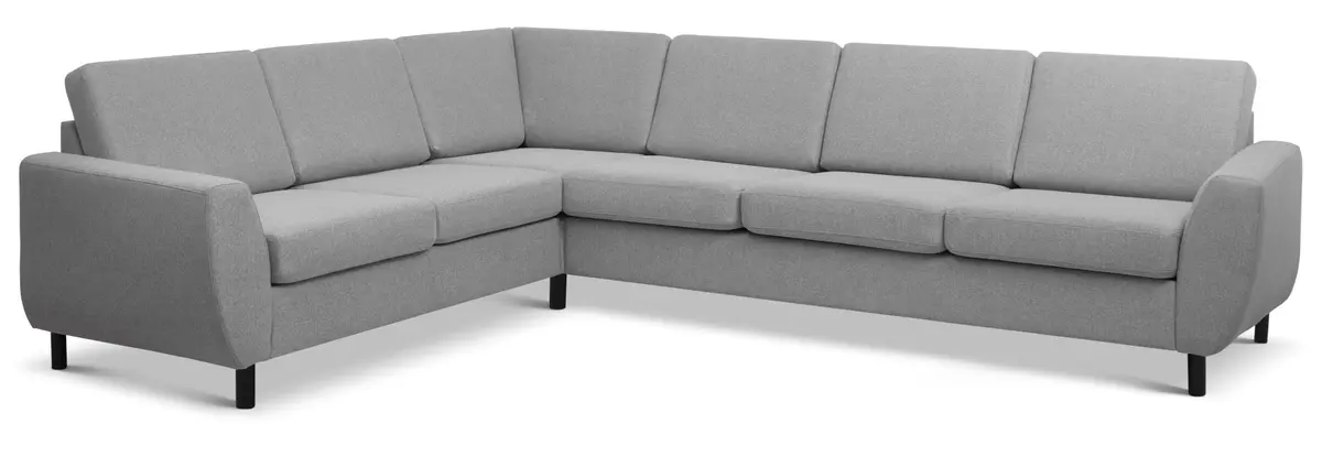 Wendy sett 7 hjørnesofa - grå polyester stoff og sort tre