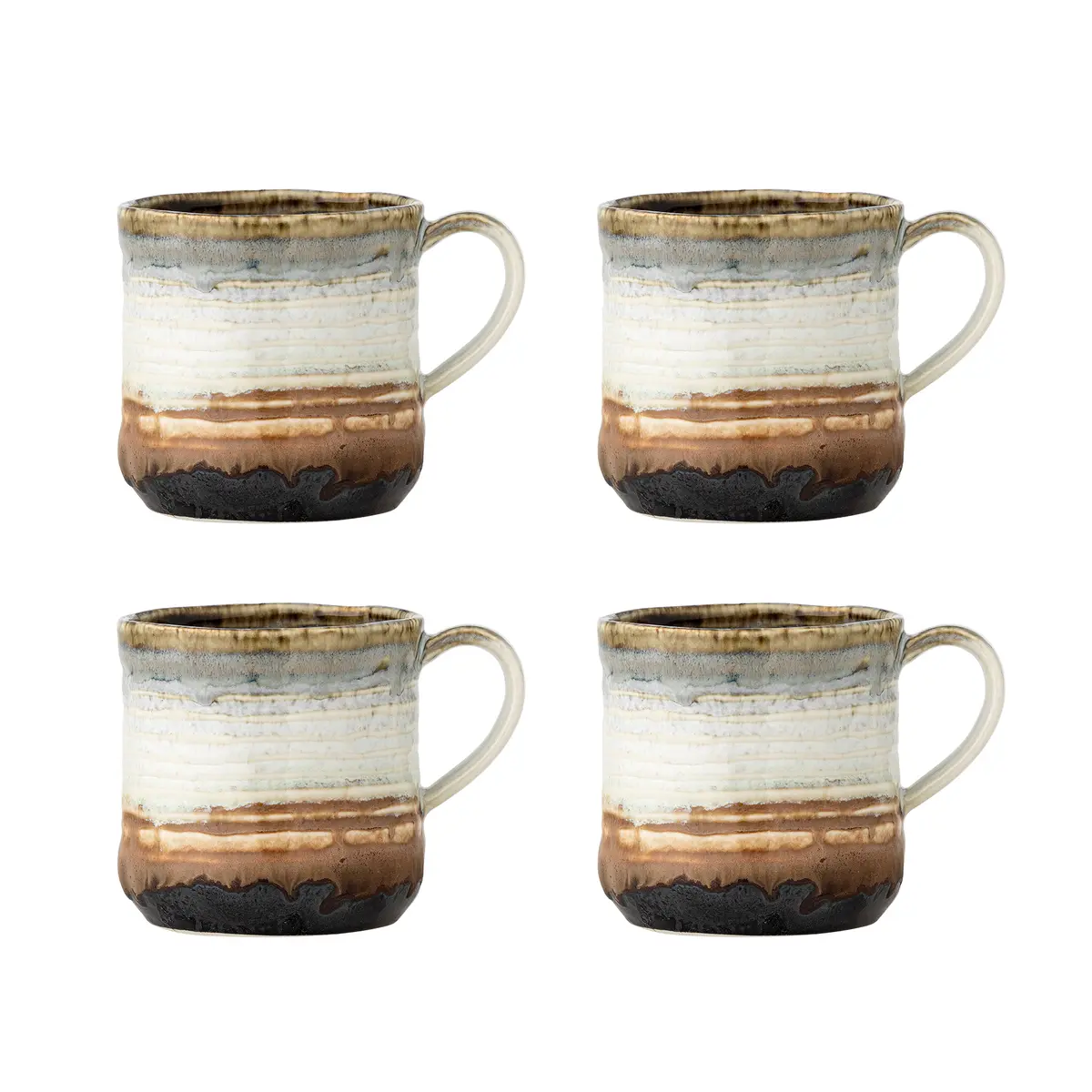 BLOOMINGVILLE Deana-krus, brunt, steintøy (D8,5xH9 cm, sett med 4)