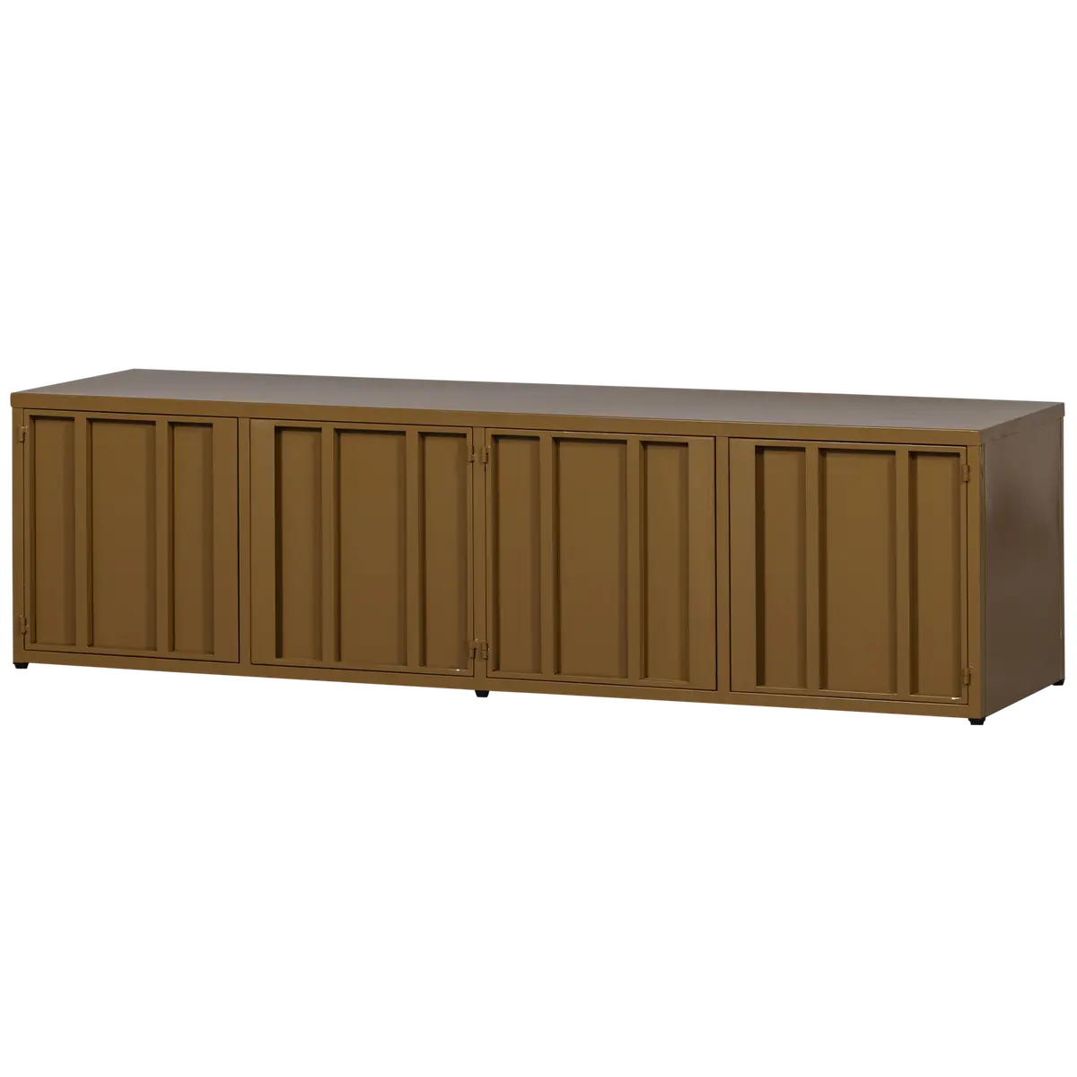 WOOOD Level TV-bord, med 4 dører og hylle - honninggul metall (160x44)