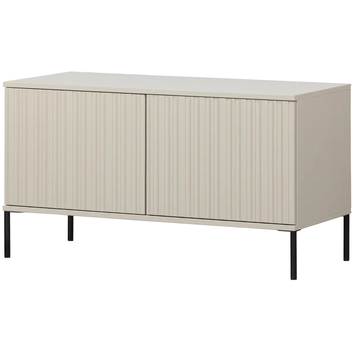 WOOOD New Gravure TV-bord, med 2 dører og 2 hyller - støvete grå furu og svart metall (100x44)