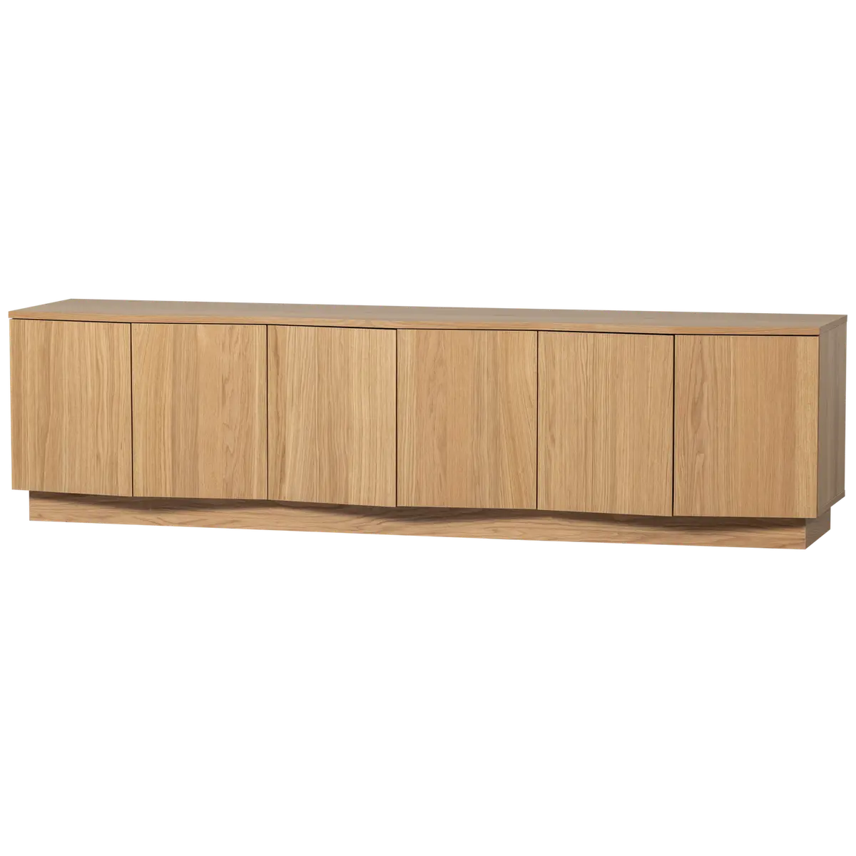 WOOOD Zuma TV-bord, med 6 dører og 3 hyller - naturlig eikefiner og eik (200x45)