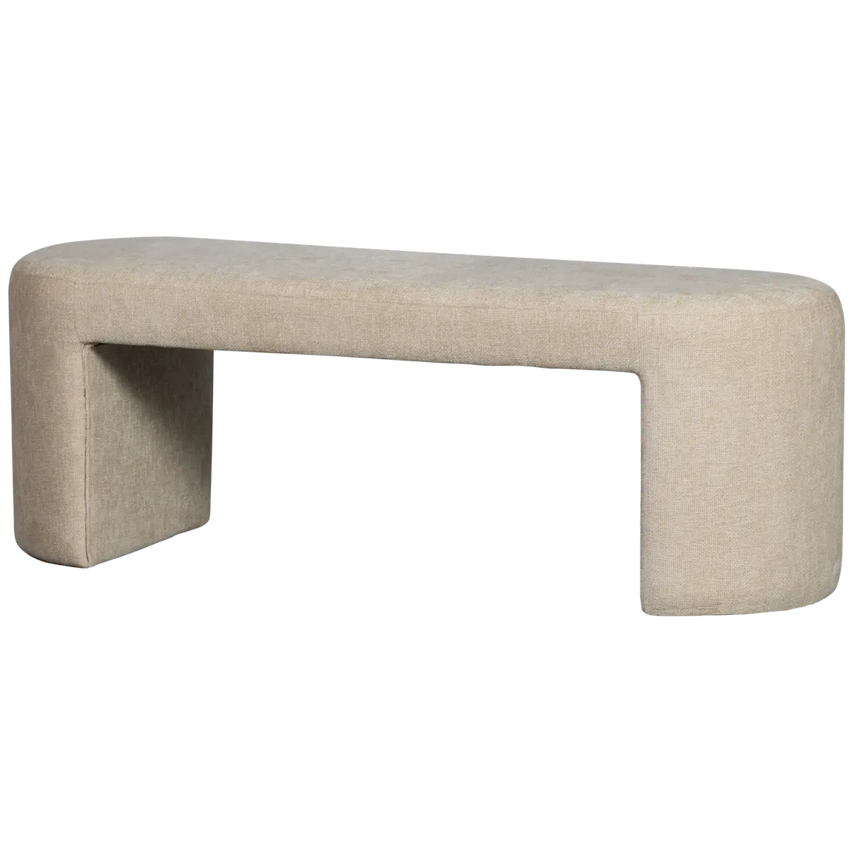 WOOOD Jacob benk, oval - naturlig chenillestoff (130x46)
