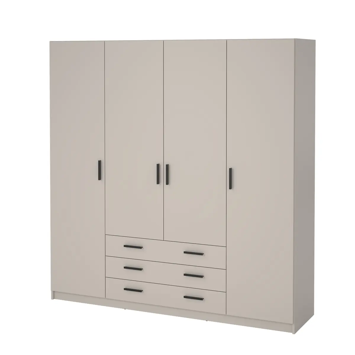 TVILUM Sprint garderobe, med 4 dører, 1 klesstang, 9 hyller og 3 skuffer - kasjmirtre