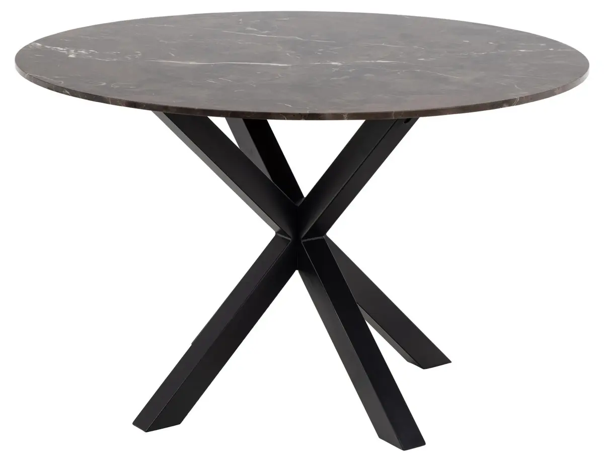 ACT NORDIC Heaven spisebord, rundt - brun Emperador marmor og svart metall (Ø120)