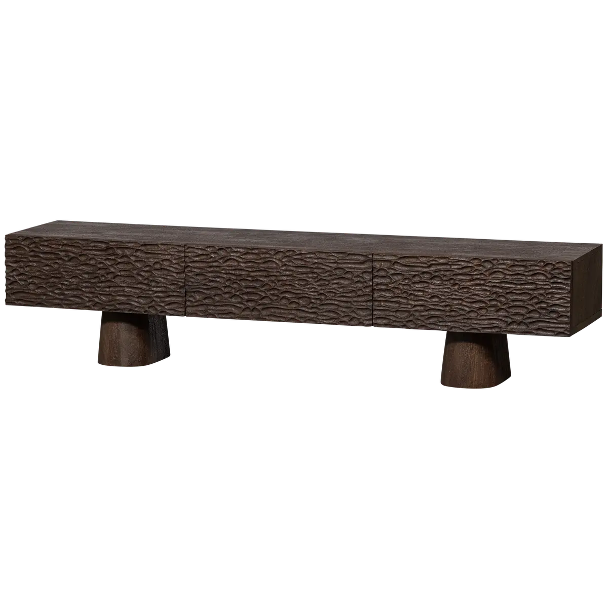 WOOOD Crumble TV-bord, med 3 skuffer - mørk brun mangotre (180x40)