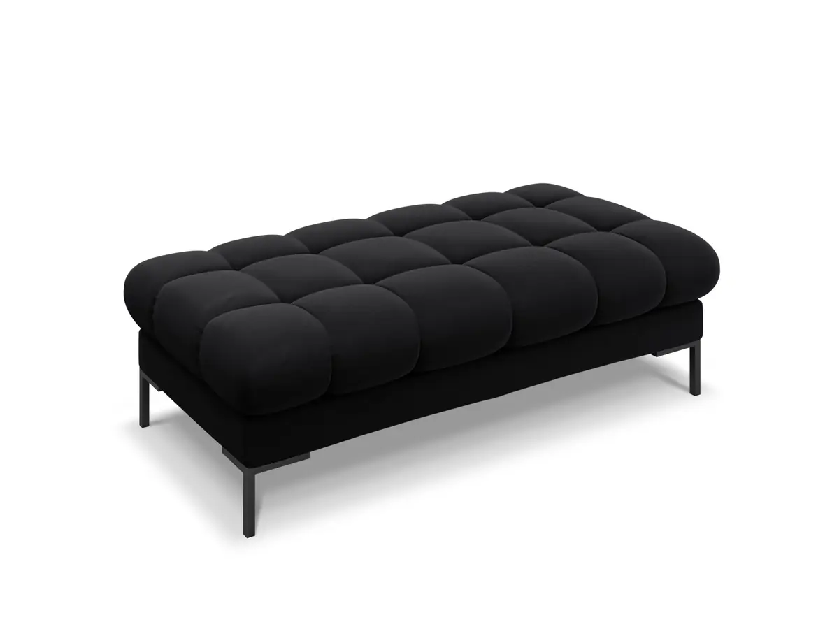 MICADONI Mamaia benk,, 2 seter, rektangulær - svart fløyel og svart metall (62x133x41)