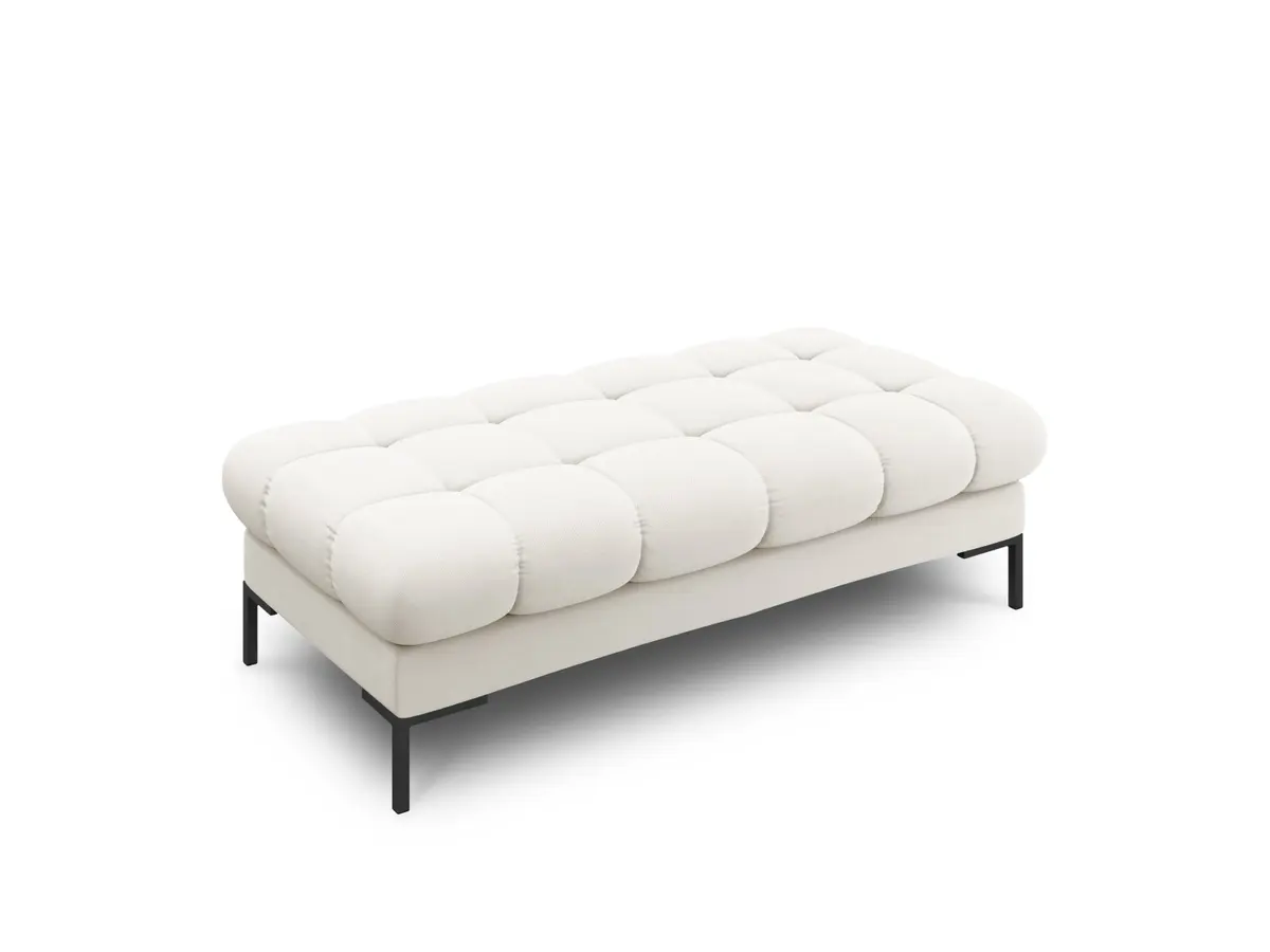 MICADONI Mamaia benk,, 2 seter, rektangulær - beige stoff og svart metall (62x133x41)