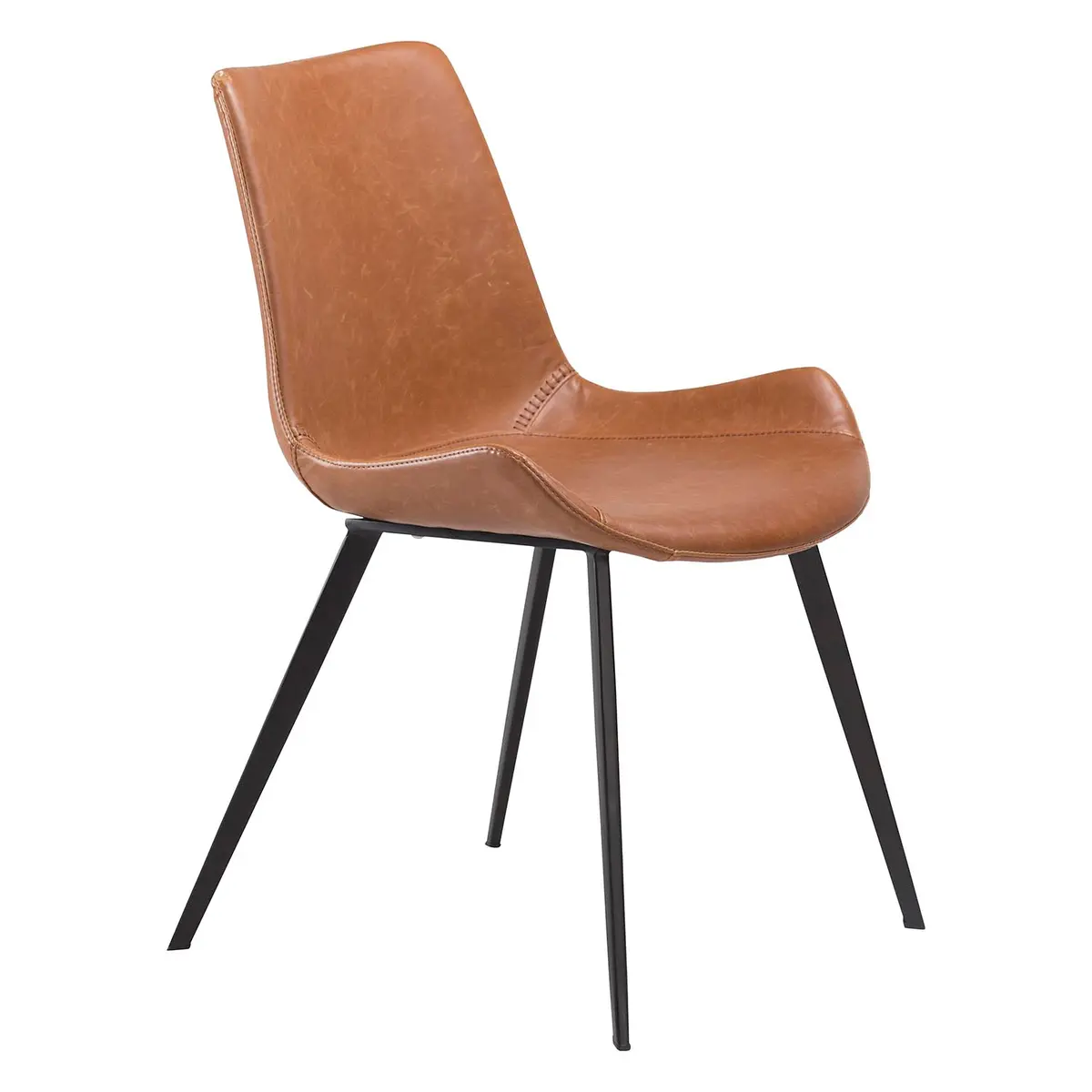 DAN-FORM Hype spisestol - vintage lysebrunt kunstskinn og sort stål