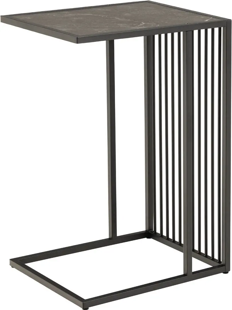 Strington sofabord hjørnebord 35x43x63cm marmor dekor, svart.