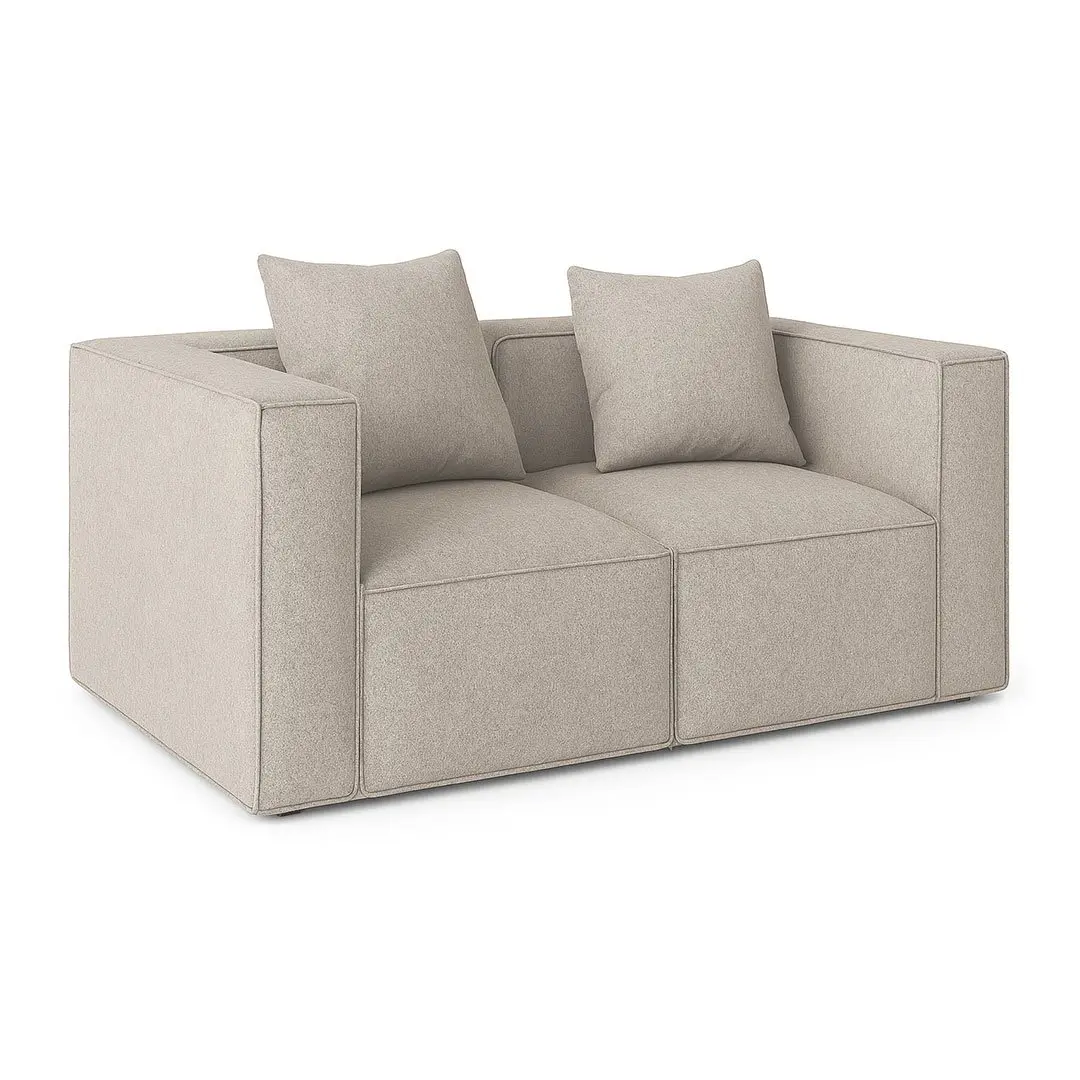Box 2 personers sofa, 2 pynteputer lysegrå.