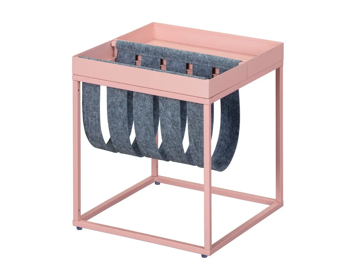Cute sofabord med bladholder grå og rosa.