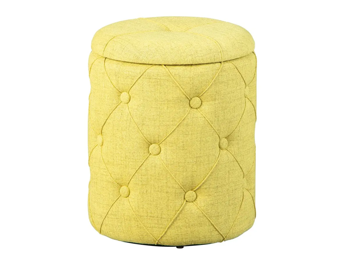 Ymas puff , puff med oppbevaring gulgrønn og brun.