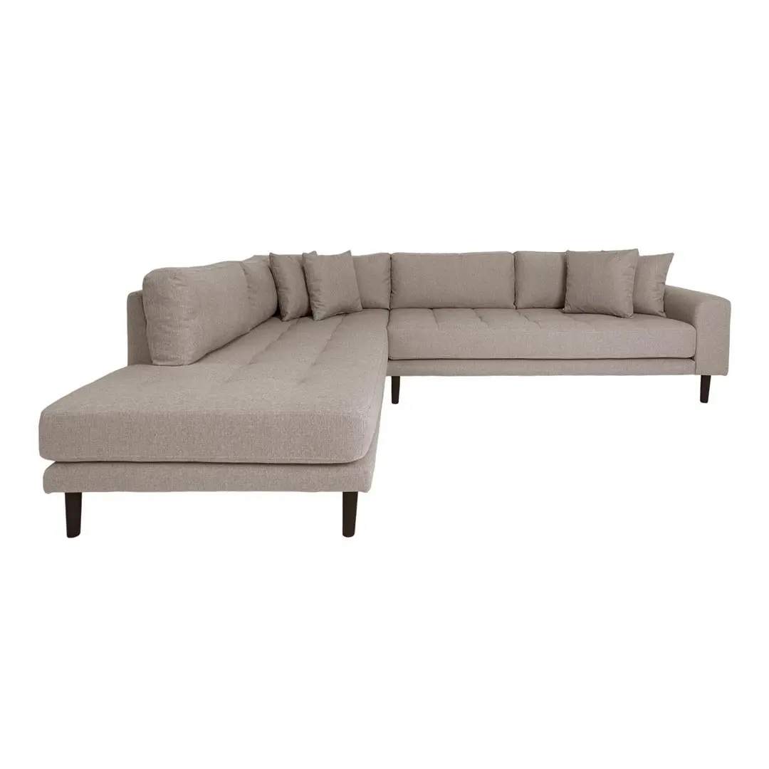 Lido hjørnesofa venstrevent med 4 puter lysebrun.